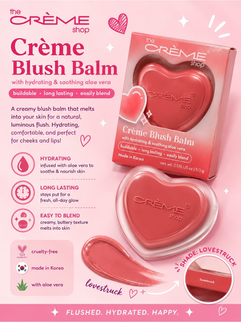 The Crème Shop Lovestruck Crème Blush Balm — Pink Cream Blush
